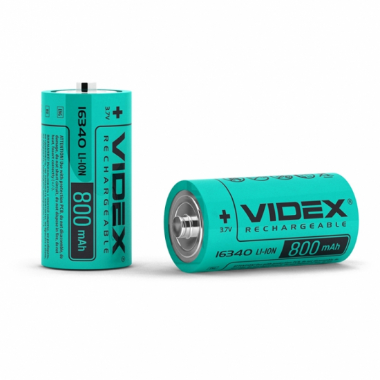 Акумулятор Videx Li-Ion 16340(без захисту) 800mAh 3,7V bulk10 /1pc