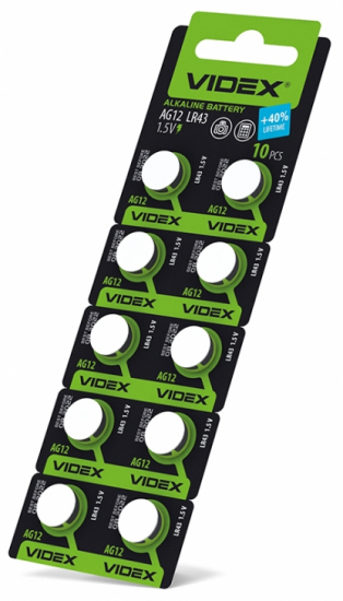 Батарейка годинникова Videx AG12/LR43 BLISTER CARD 10 шт  (100/1600)