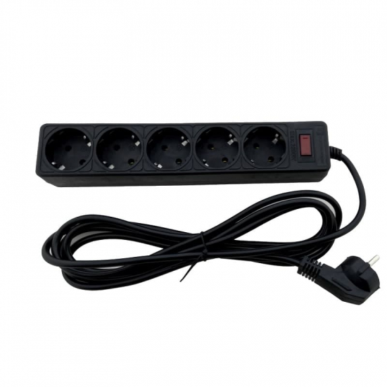 EH-NFB-5.3 Мережевий фільтр 5 гнізд із заземленням, 3 м Чорний