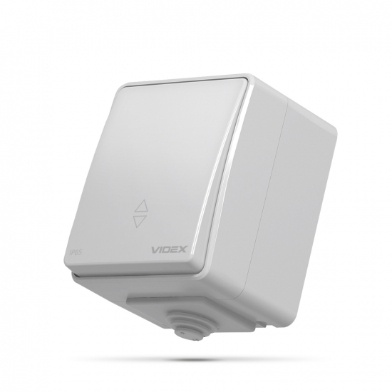 VIDEX BINERA IP65 Вимикач зовнішній одноклавішний прохідний сірий (10/100)