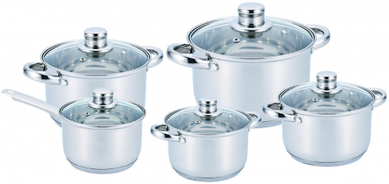 BN-207 Набор кастрюль 10 предметов 2,1л; 2,1л; 2,9л; 3,9л; 6,5л