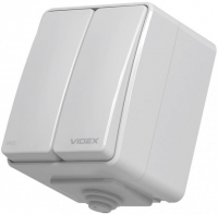 VIDEX BINERA IP65 Вимикач зовнішній двоклавішний сірий (10/100)
