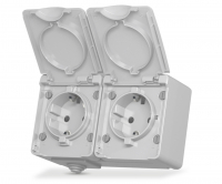 VIDEX BINERA IP65 Розетка зовнішня подвійна із заземленням сіра (5/50)