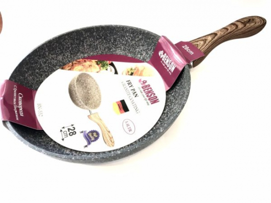 BN-532  Сковорода 28 см гранит. покритие с красним