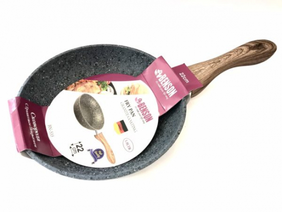 BN-533  Сковорода 22 см гранит. покритие с серим