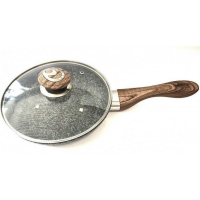 BN-539  Сковорода с кришкой 26 см гранит. покритие с красним