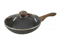 BN-544  Сковорода с кришкой 28 см гранит. покритие с серим