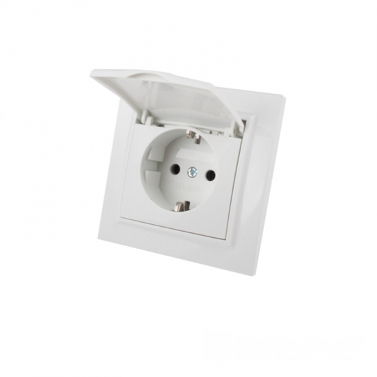EH-2116 Розетка з кришкою IP44 з/з 16 А Enzo Білий