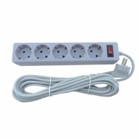 EH-NFG-5.5 Мережевий фільтр 5 гнізд із заземленням, 5 м Сірий