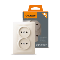 Розетка подвійна кремова VIDEX BINERA (VF-BNSK2-CR) (10/80)