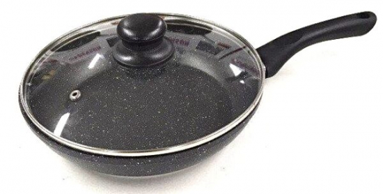 BN-342 Сковорода с кришкой мрамор покритие 28 см