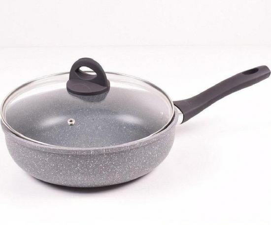 BN-495 Сковорода глубокая с кришкой 28 см с мраморное покрытием