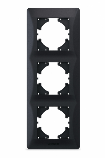 Рамка чорний графіт на 3 місця вертикальна VIDEX BINERA