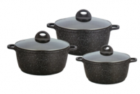 BN-312 Набор кастрюль с крышкой 6пр. мрамор 2,2л; 3,2л; 4,2л