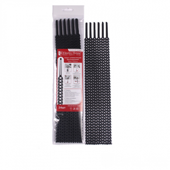 EH-SM-002 Хомут багаторазовий Чорний 10х300 мм 24шт./п.