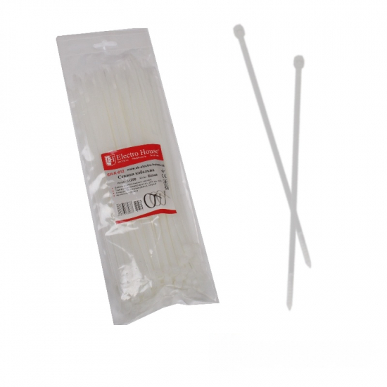 EH-K-012 Стяжка кабельна Білий 5х250 мм 100шт./п.