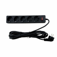 EH-NFB-5.5 Мережевий фільтр 5 гнізд із заземленням, 5 м Чорний