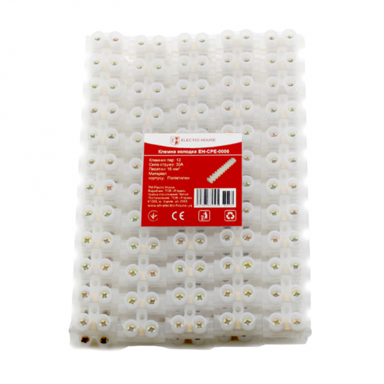 Клемна колодка 30А-16mm2 біла