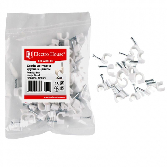 EH-WKG-06  Кліпса монтажна з цвяхом 8 мм кругла
