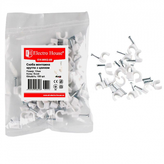 EH-WKG-09 Кліпса монтажна з цвяхом 12 мм кругла