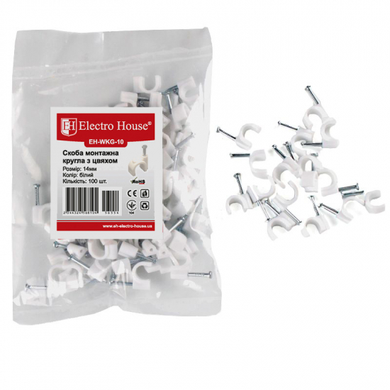 EH-WKG-10 Кліпса монтажна з цвяхом 14 мм кругла