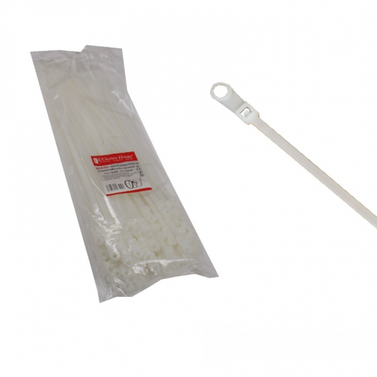 EH-R-004 Стяжка кабельна Білий з кільцем 8х400 мм 100шт./п.