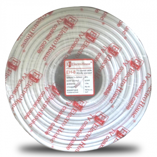 EH-8 Телевізійний кабель (48% медь 1.02 мед.фол. 48жил ПВХ белий)