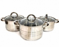 BN-199 Набор кастрюль 6 пр- Тяжелая Нержавеющая сталь 2.1 , 2.9 , 3.9 лтр