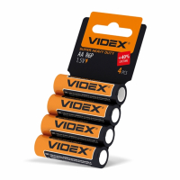Батарейка сольова Videx R6P/AA 4шт SHRINK CARD  (60/1200)