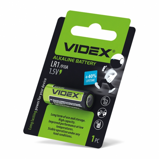 Батарейка лужна Videx LR1 1шт BLISTER  (12/360)